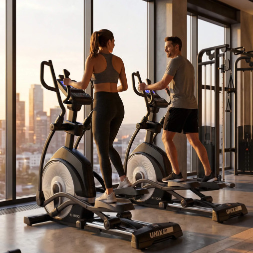 Эллиптический тренажер UNIX Fit E-1100 (LED) PRO полукоммерческий профессиональный с автонаклоном Эллиптический тренажер UNIX Fit E-1100 (LED) PRO полукоммерческий профессиональный с автонаклоном