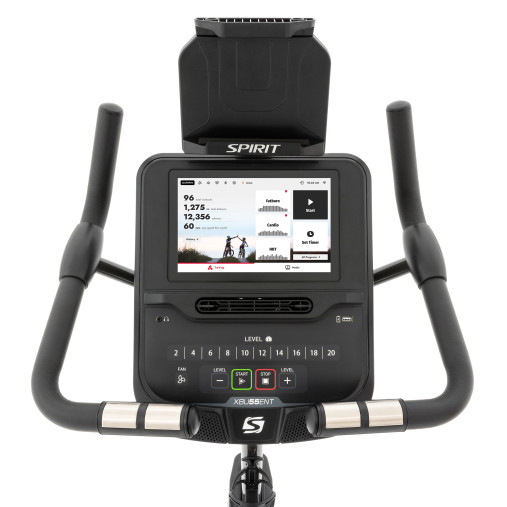 Велотренажер SPIRIT XBU55ENT BLACK с вертикальной посадкой и 10” тачскрин дисплеем